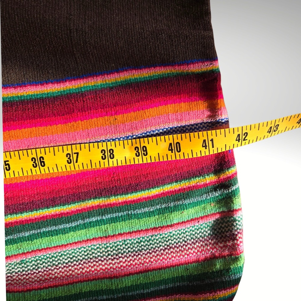 Handmade Peruvian Textile Juli Peru Woven‎ Aguayo Manta Brown Pink Green 42x26 - Picture 3 of 5